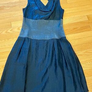 Adrianna Papell Navy and Gray Midi Dress